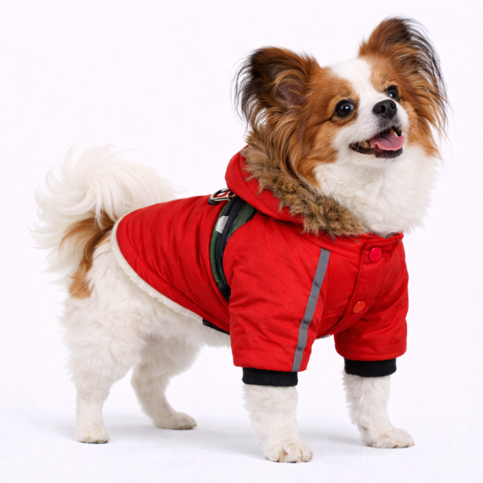 Тепла зимова курточка з капюшоном для собак "Jacket", червона, розмір S