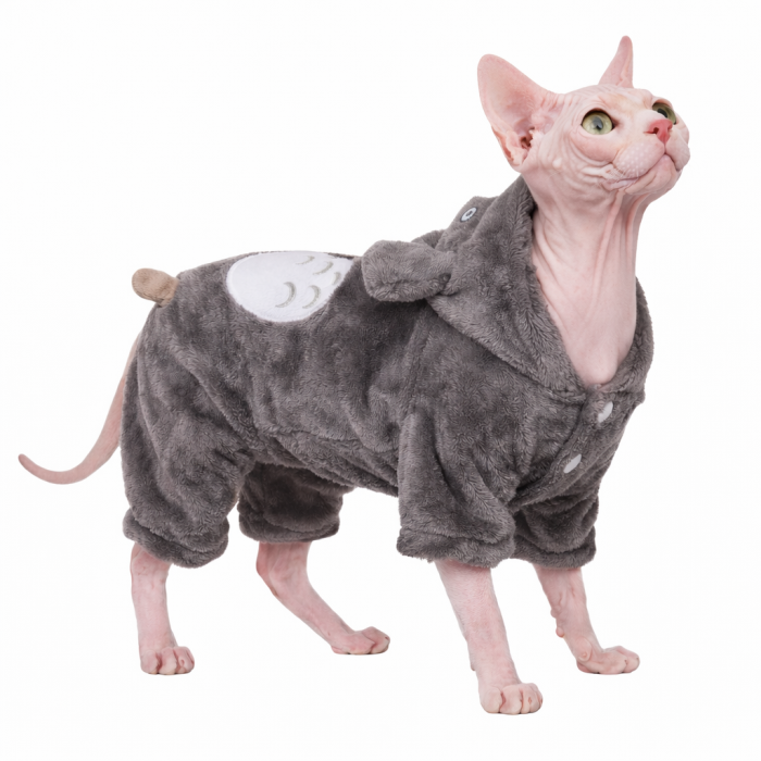 Демісезонний костюм комбінезон для котів та кішок Тоторо, сірий, розмір 2XL