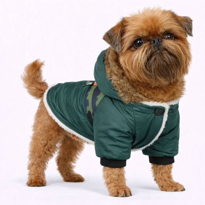 Тепла зимова курточка з капюшоном для собак "Jacket", зелена, розмір M