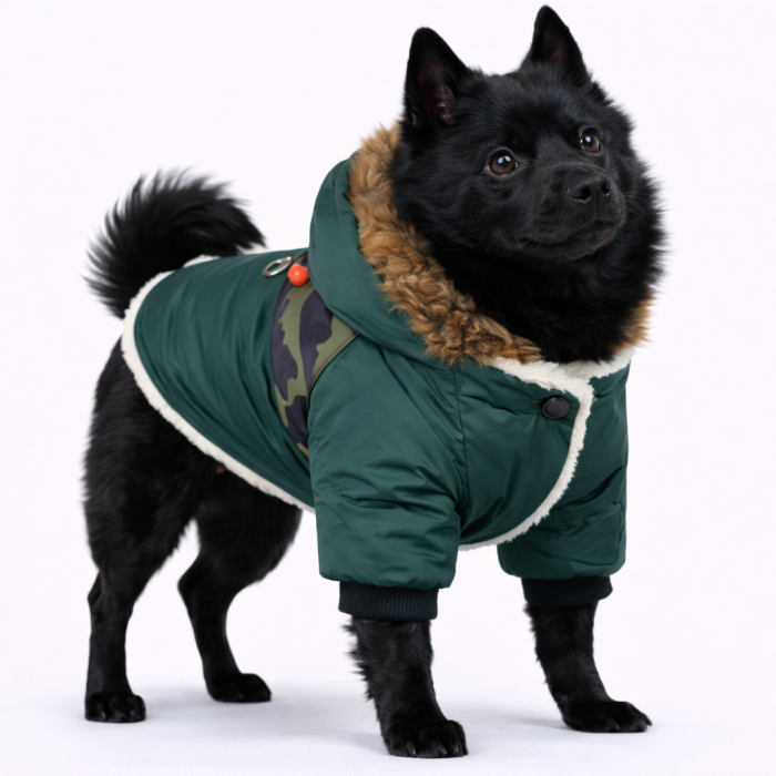 Тепла зимова курточка з капюшоном для собак "Jacket", зелена, розмір XL