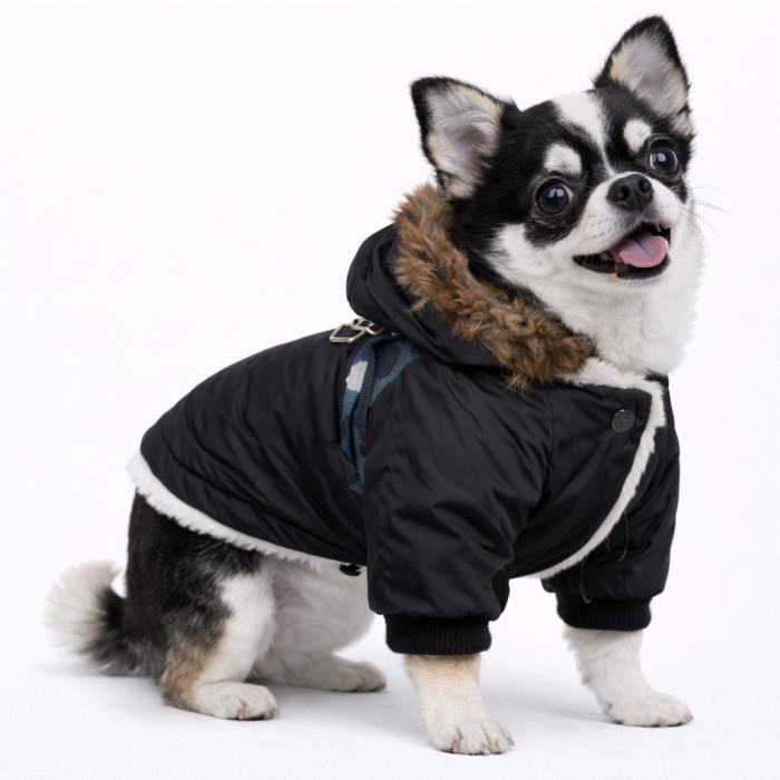 Тепла зимова курточка з капюшоном для собак "Jacket", чорна, розмір S