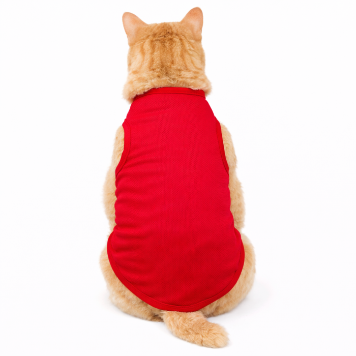 Летняя тонкая сетчатая майка для котов и кошек "Однотон", красная, размер 2XL