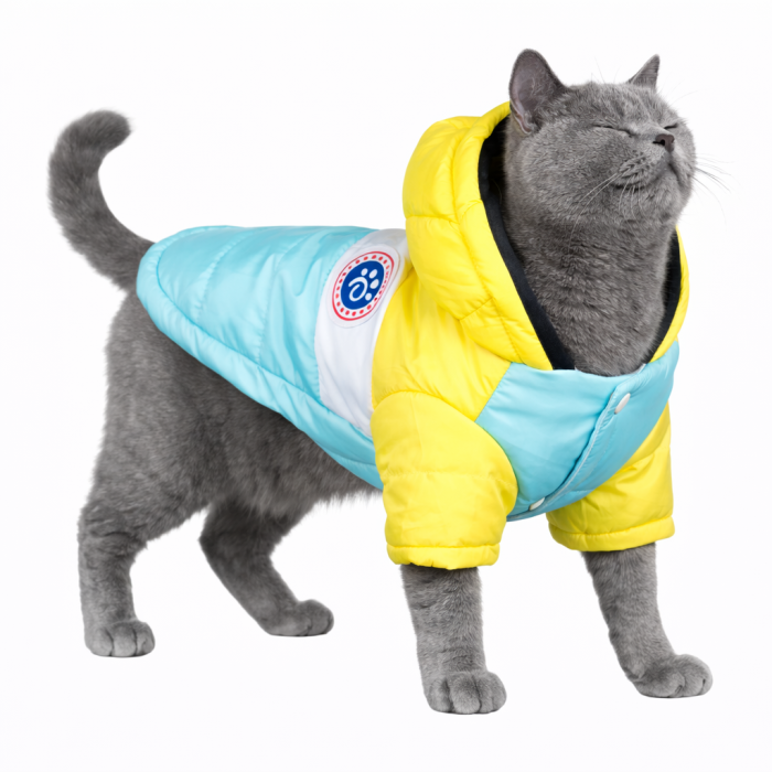 Куртка для котів вітрозахисна вологостійка Pet Style "Tagoon" Блакитна, розмір M