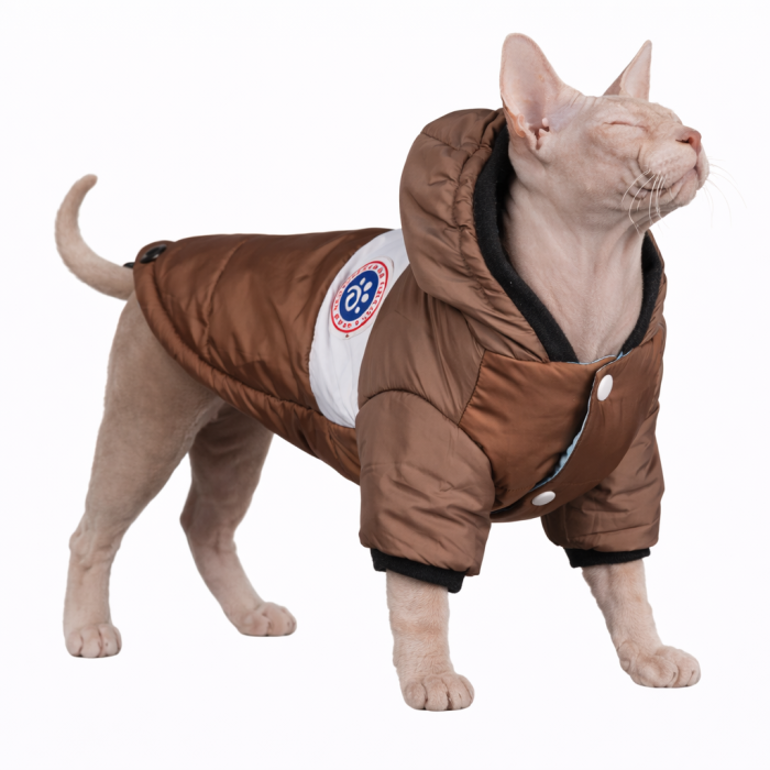 Курточка для котов ветрозащитная влагостойкая Pet Style "Tagoon" Коричневая размер XL