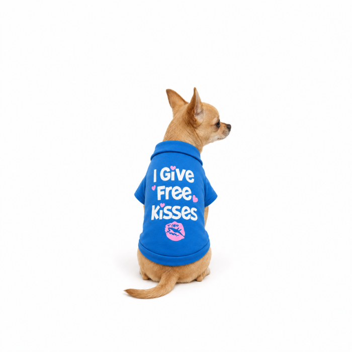 Світшот для собак «Free kisses» синій, розмір S