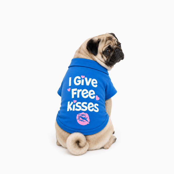 Світшот для собак «Free kisses» синій, розмір XL