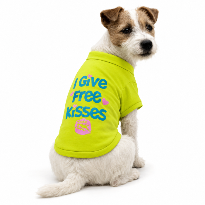 Світшот для собак «Free kisses» жовтий, розмір XS
