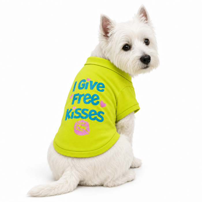Світшот для собак «Free kisses» жовтий, розмір XL