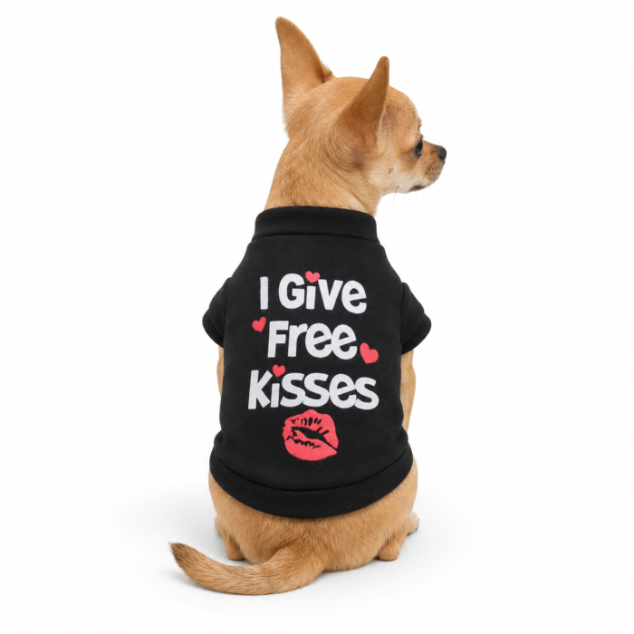 Світшот для собак «Free kisses» чорний, розмір XS