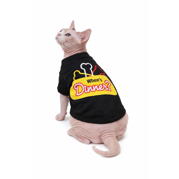 Світшот для котів «Коли обід?» чорний, розмір S