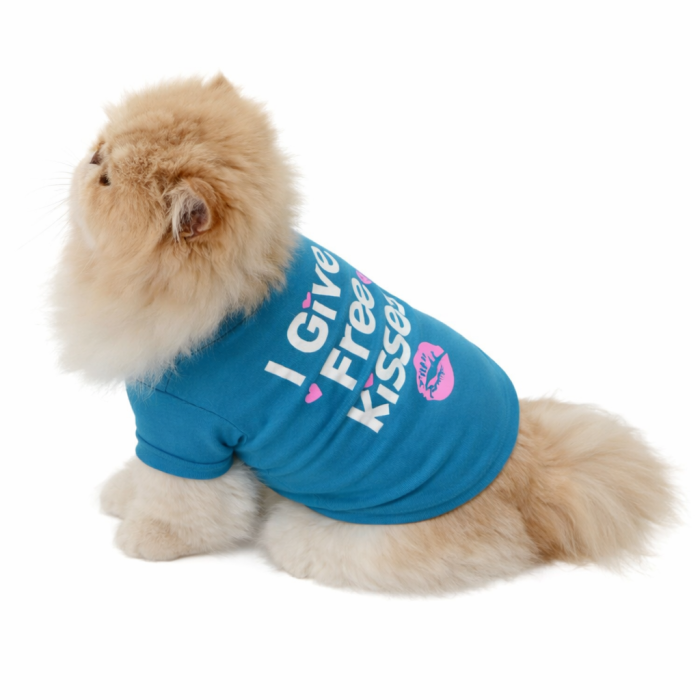 Свитшот для котов "Free kisses" синий, размер XS