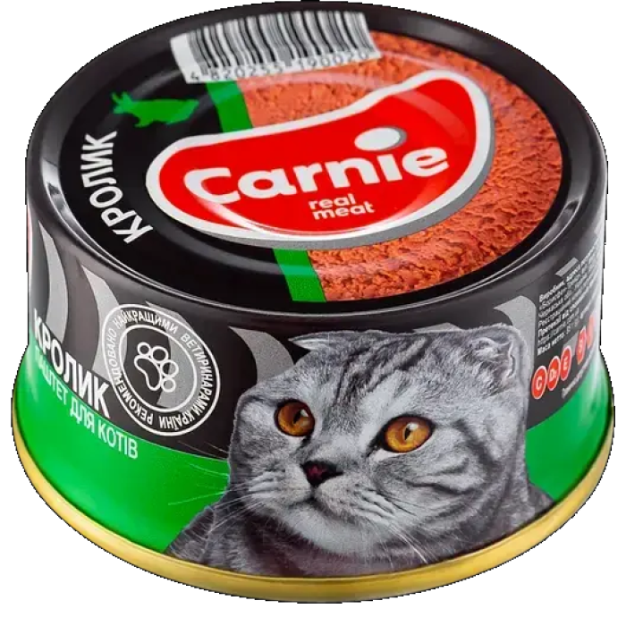 Вологий корм для котів Carnie Паштет м'ясний з кроликом 90 г