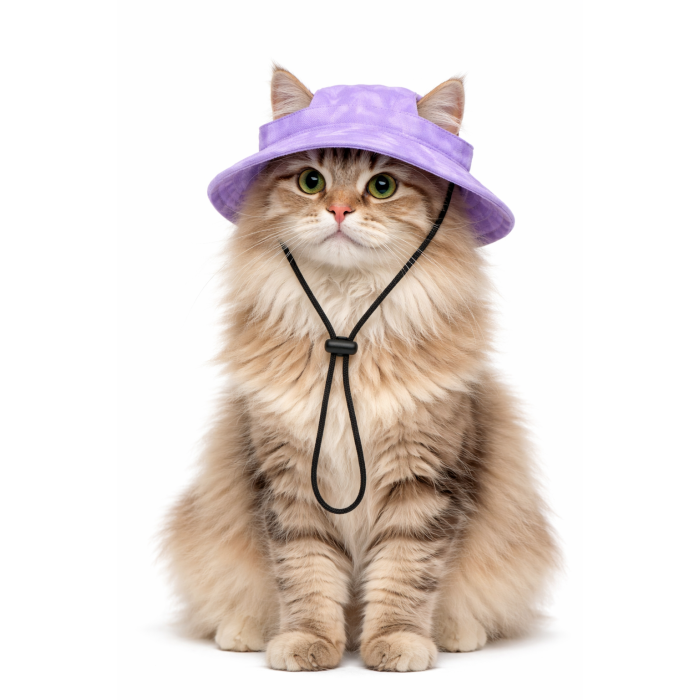 Сонцезахисна кепка - панама для котів, фіолетова, розмір L