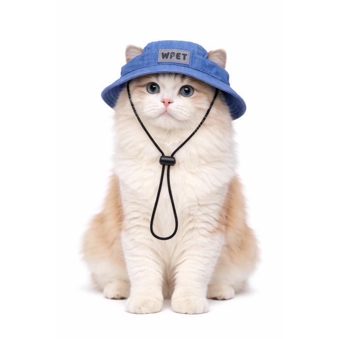 Солнцезащитная кепка - панама для кошек, джинсовая, размер M