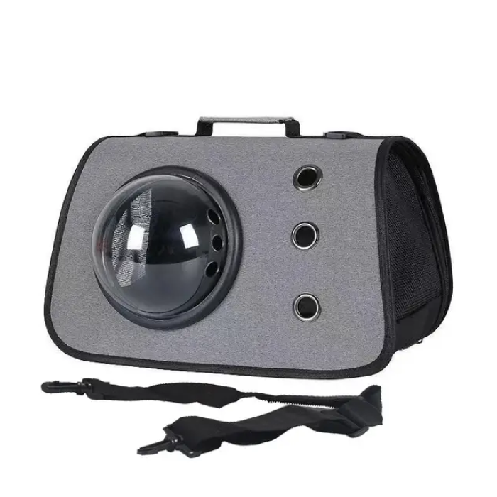 Сумка переноска з вікном для собак "Window", сіра, розмір 40х25х27 см