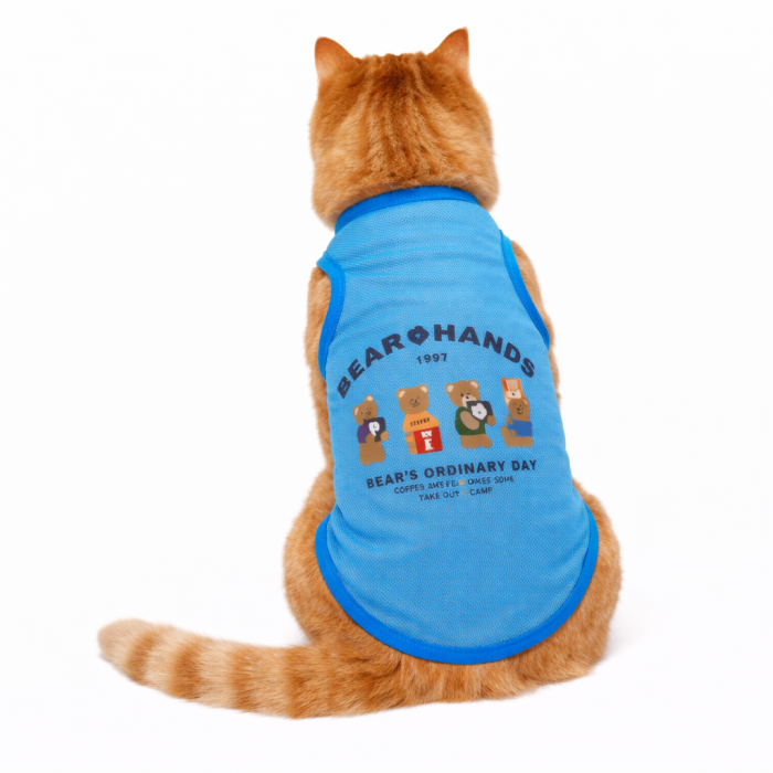 Сітчаста майка для котів «Ведмедики», блакитна, розмір L