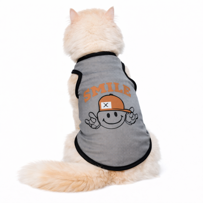 Сітчаста майка для котів «SMILE», сіра, розмір 2XL