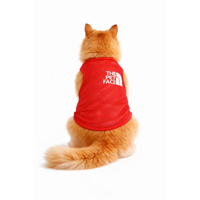 Сітчаста майка для котів «THE pet face», червона, розмір M