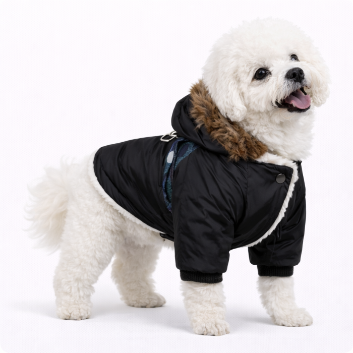 Тепла зимова курточка з капюшоном для собак "Jacket", чорна, розмір XL