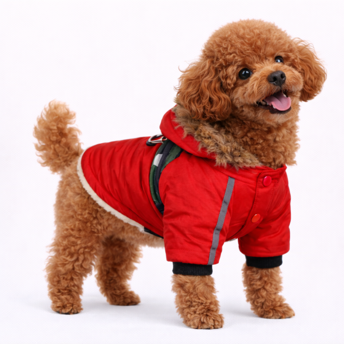 Тепла зимова курточка з капюшоном для собак "Jacket", червона, розмір M