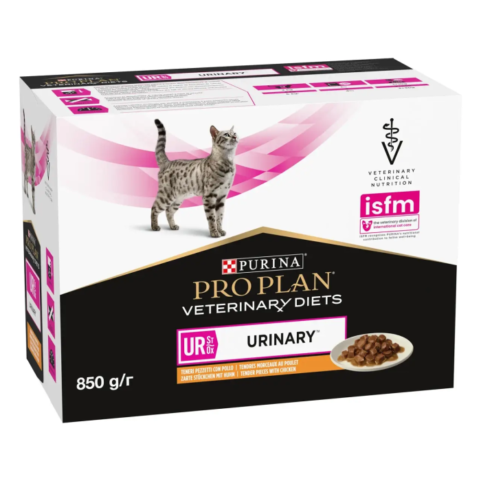 Блок (10 шт.) Влажный диетический корм PRO PLAN VETERINARY DIETS UR ST/OX Urinary для взрослых кошек для растворения и снижения образования