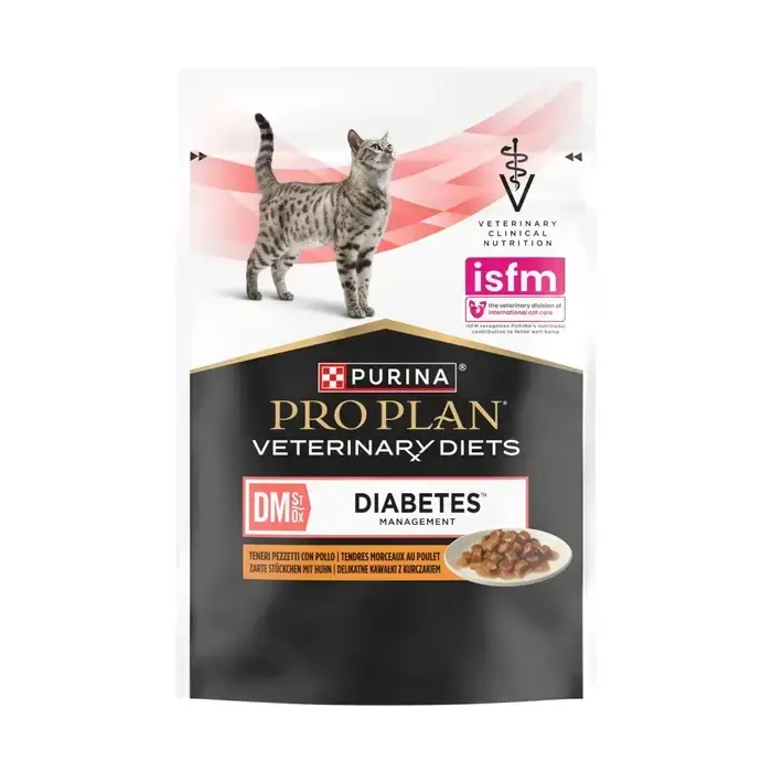 Блок (10 шт.) Влажный диетический корм PRO PLAN VETERINARY DIETS DM ST/OX Diabetes Management для взрослых кошек для регулирования поступления