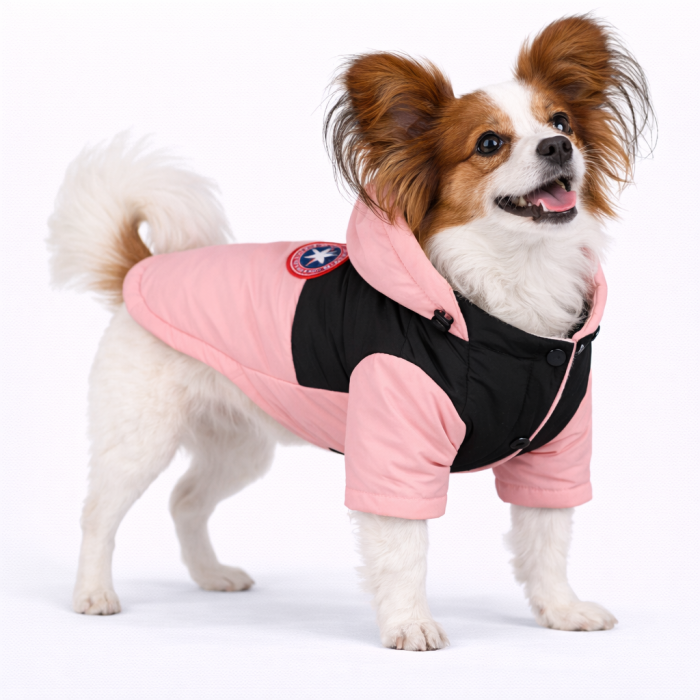 Зимова водонепроникна курточка для собак "DaDaGouPet", рожева, розмір M