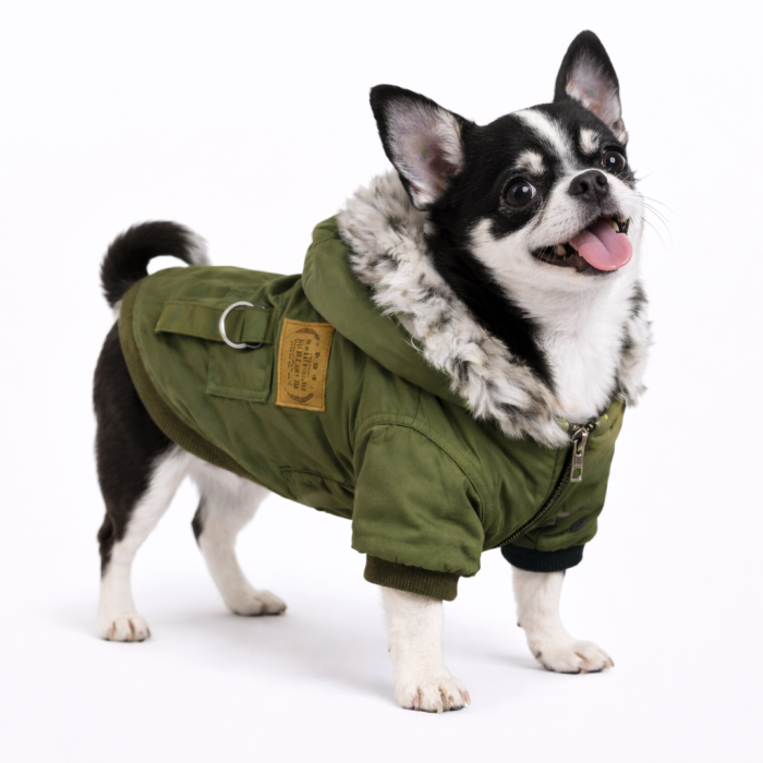 Осеннее-весенняя куртка, парка для собак "ParisDog Republic", хаки, размер S