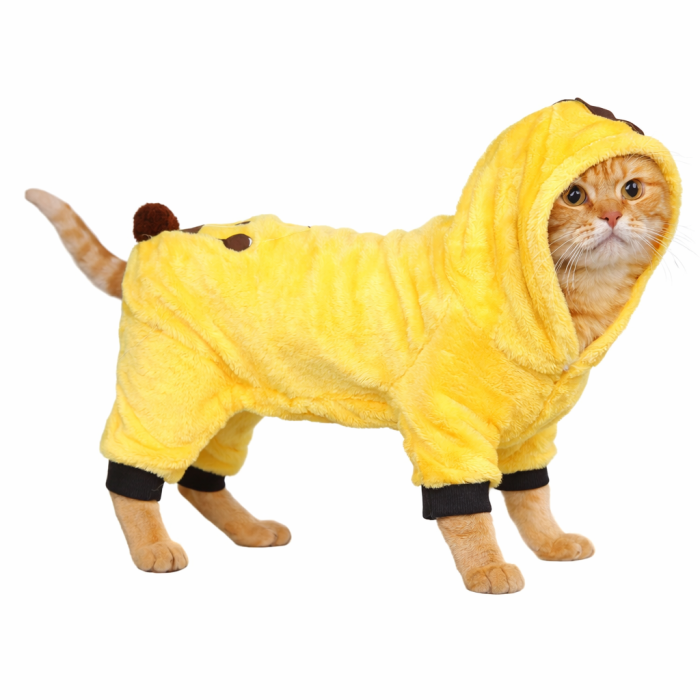 Демісезонний костюм комбінезон для котів та кішок Лев, жовтий, розмір XS