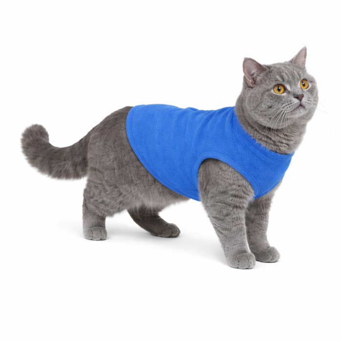 Осінньо-весняний жилет для котів та кішок з кільцем "Однотон", синій, розмір XS
