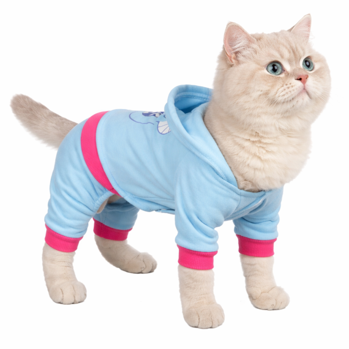 Спортивний костюм, комбінезон для котів та кішок "Монстр", блакитний, розмір XS