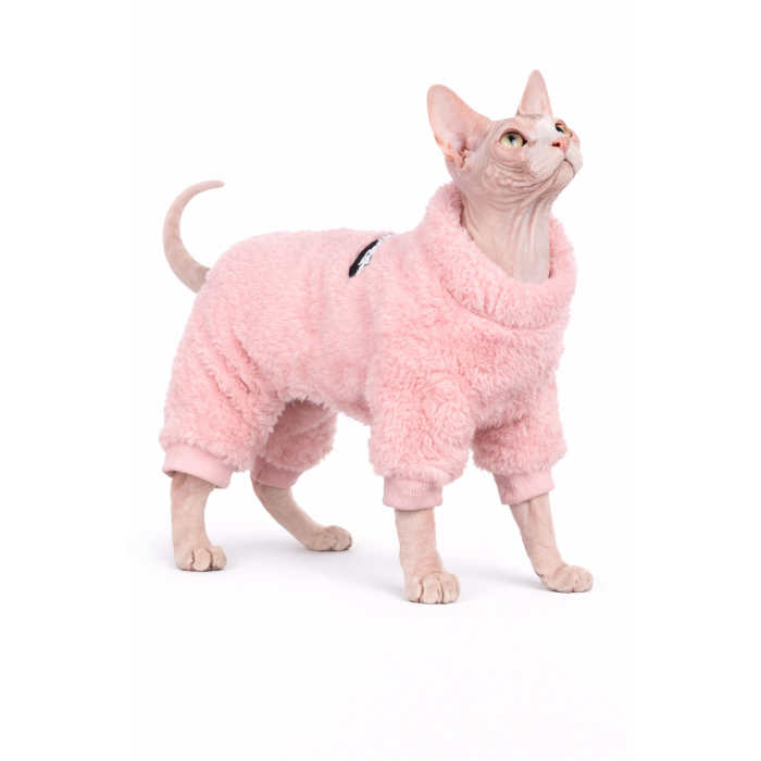 Зимний флисовый комбинезон для котов и кошек "DaDaGau", розовый, размер S