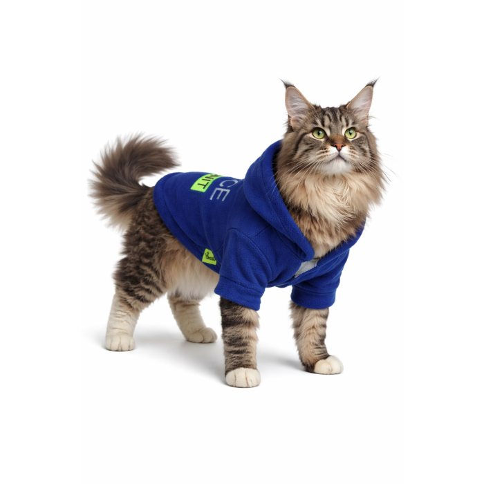 Зимова толстовка для котів та кішок на липучці "Polis" з капюшоном, синя, розмір XS