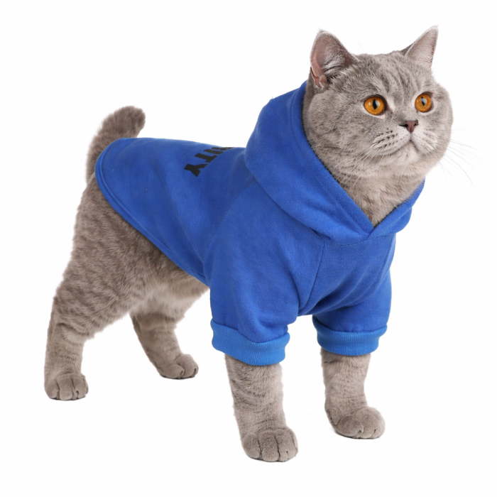 Осінньо-весняне худі для котів та кішок "Security" з капюшоном, синє, розмір M