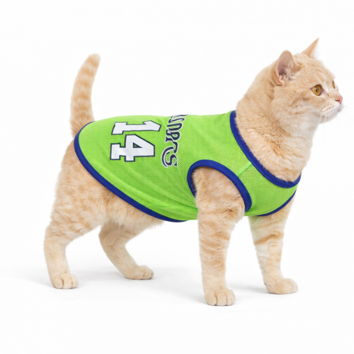 Летняя сетчатая майка для котов и кошек и котов "№ 24", зеленая, размер 2XL