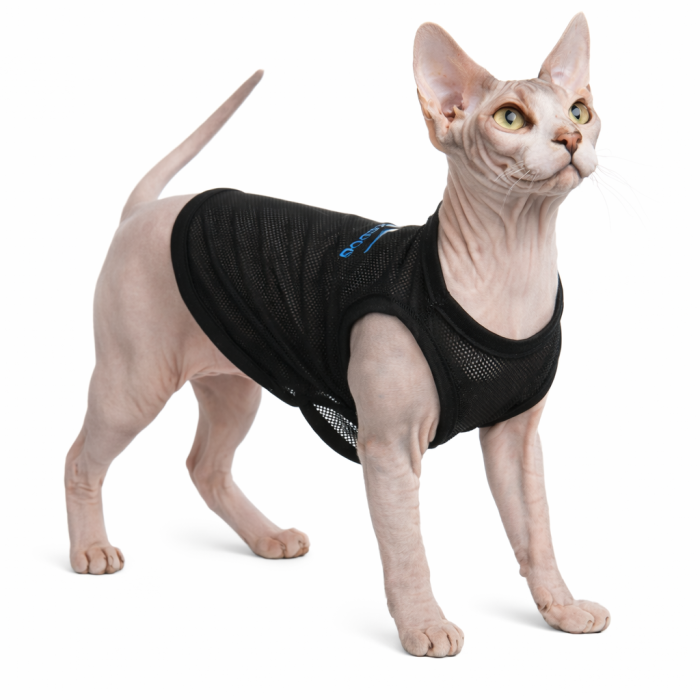Літня сітчаста майка для котів та кішок "Ercedog", чорна, розмір M