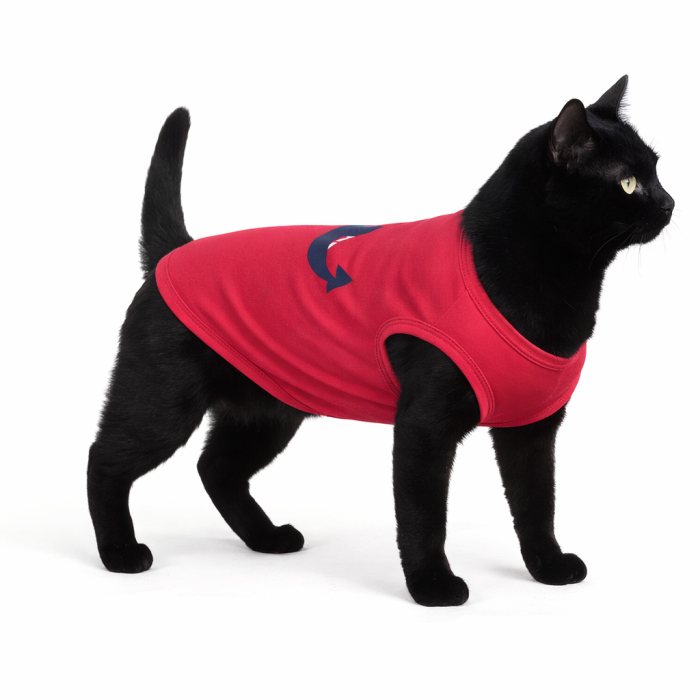 Летняя майка из полиэстера для котов и кошек "Якорь", красная, размер L
