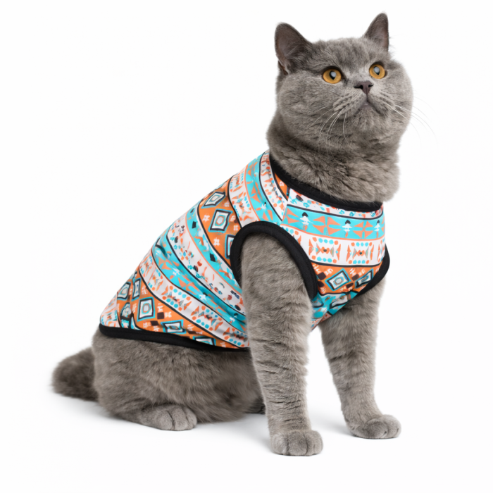 Летняя майка для котов и кошек "Этнос" № 2, разноцветная, размер S