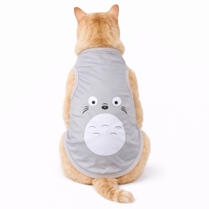 Літня тонка майка для котів та кішок "Шиншила", сіра, розмір M