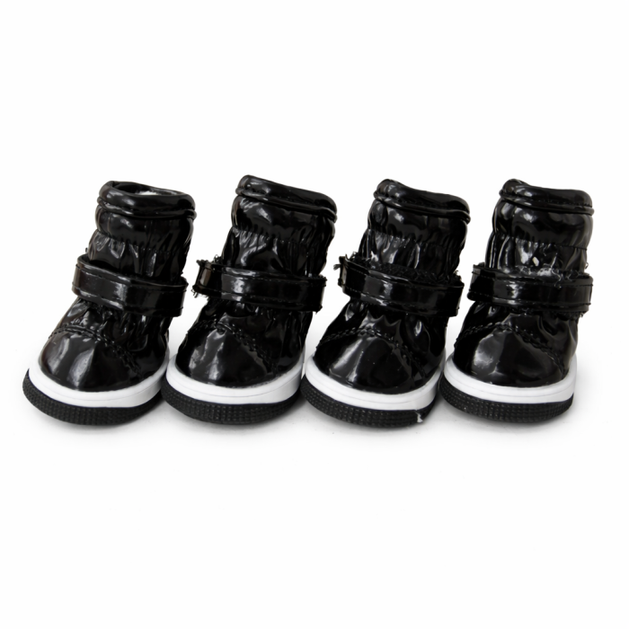 Зимние сапоги для котов и кошек (4 шт) "Varnish", черные, размер 5