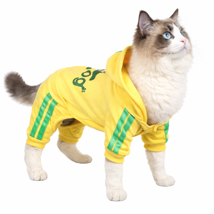 Спортивний костюм, комбінезон для котів та кішок "Adidog", жовтий, розмір M