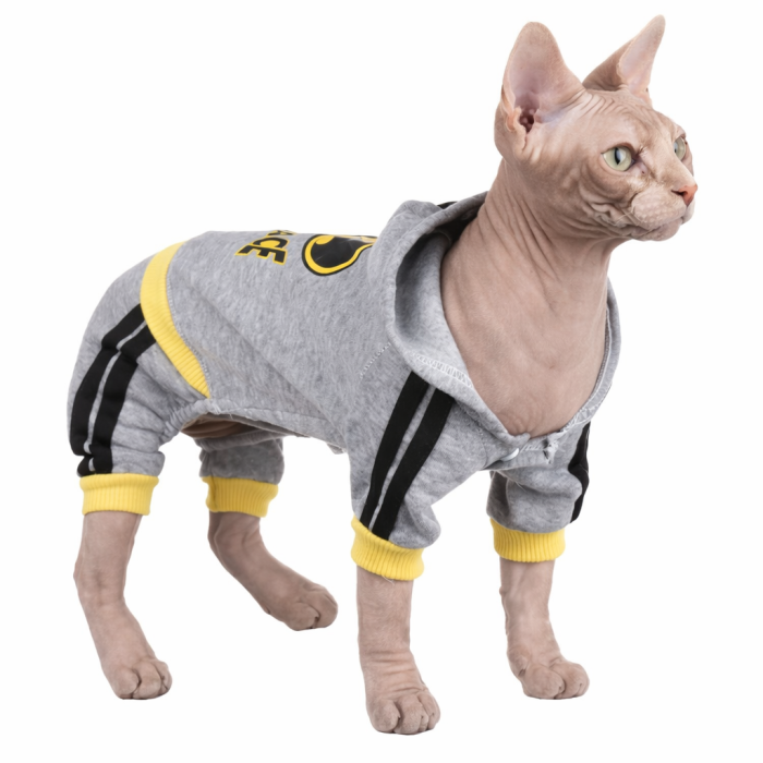 Спортивний костюм, комбінезон для котів та кішок "Batman", сірий, розмір L