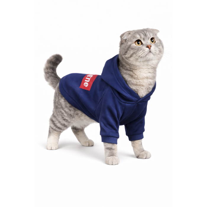 Осінньо-весняна толстовка для котів та кішок "SUPREME", синя, розмір S