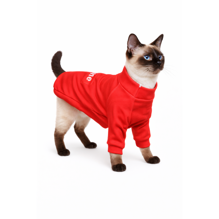 Осінньо-весняна толстовка для котів та кішок "SUPREME", червона, розмір S