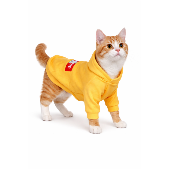 Осінньо-весняна толстовка для котів та кішок "SUPREME", жовта, розмір XL