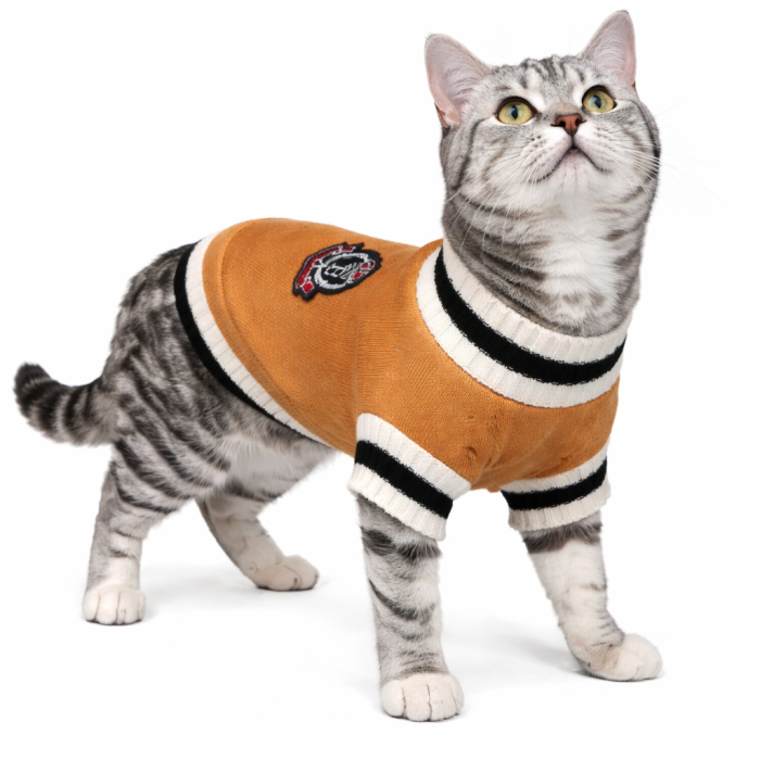 Осінній класичний жилет для котів та кішок "V-виріз", гірчичний, розмір XL