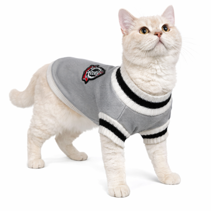 Осінній класичний жилет для котів та кішок "V-виріз", сірий, розмір 2XL