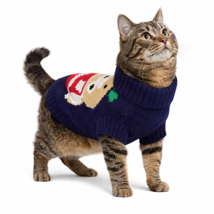 Теплый зимний вязаный акриловый свитер для котов и кошек "Мультяшный медведь", размер 2XL