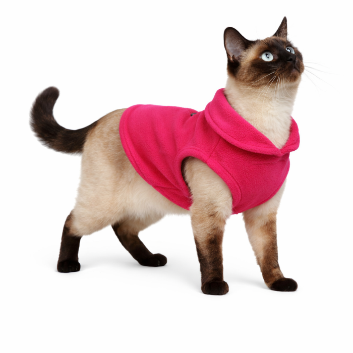 Осінньо-весняний жилет для котів та кішок з кільцем "Однотон", рожевий, розмір L