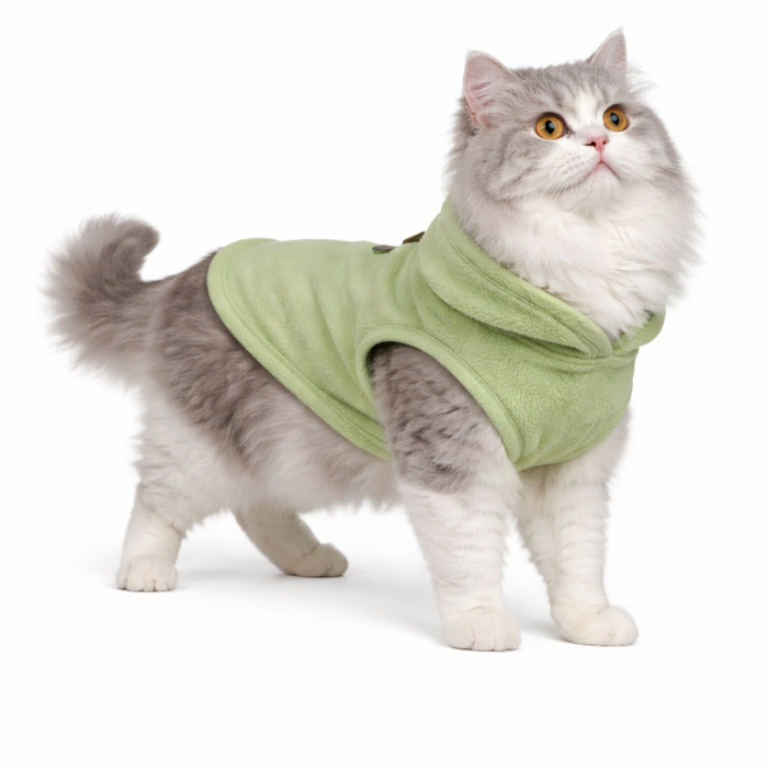 Осінньо-весняний жилет для котів та кішок з кільцем "Однотон", білий, розмір XL